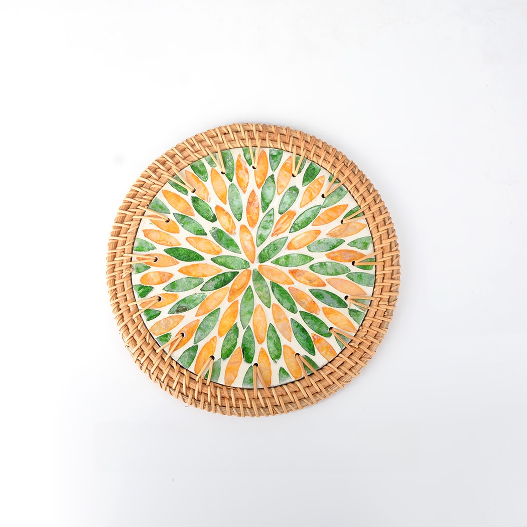 Thimara - Mosaic Style Floral Pattern Round Coaster