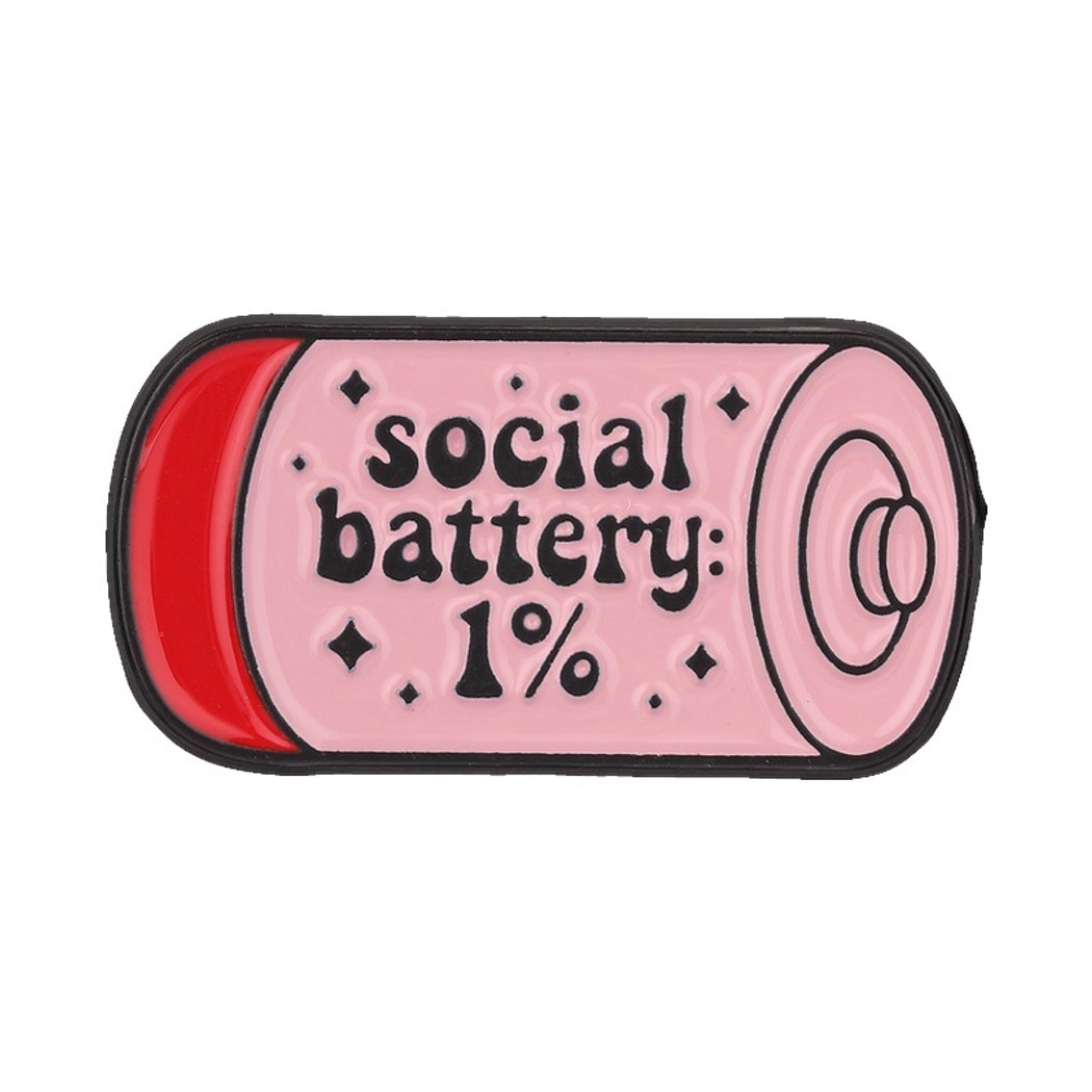 Pinori - Social Battery Text Statement Decorative Pin