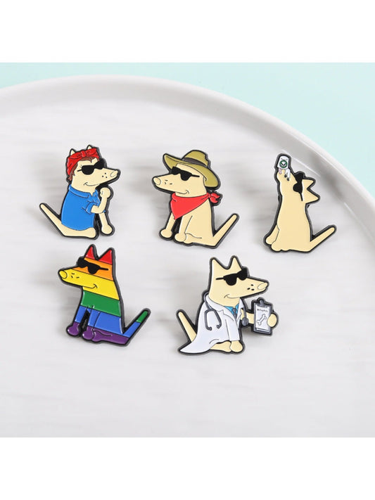 Pinori - Cartoon Rainbow Sunglasses Dog Brooch