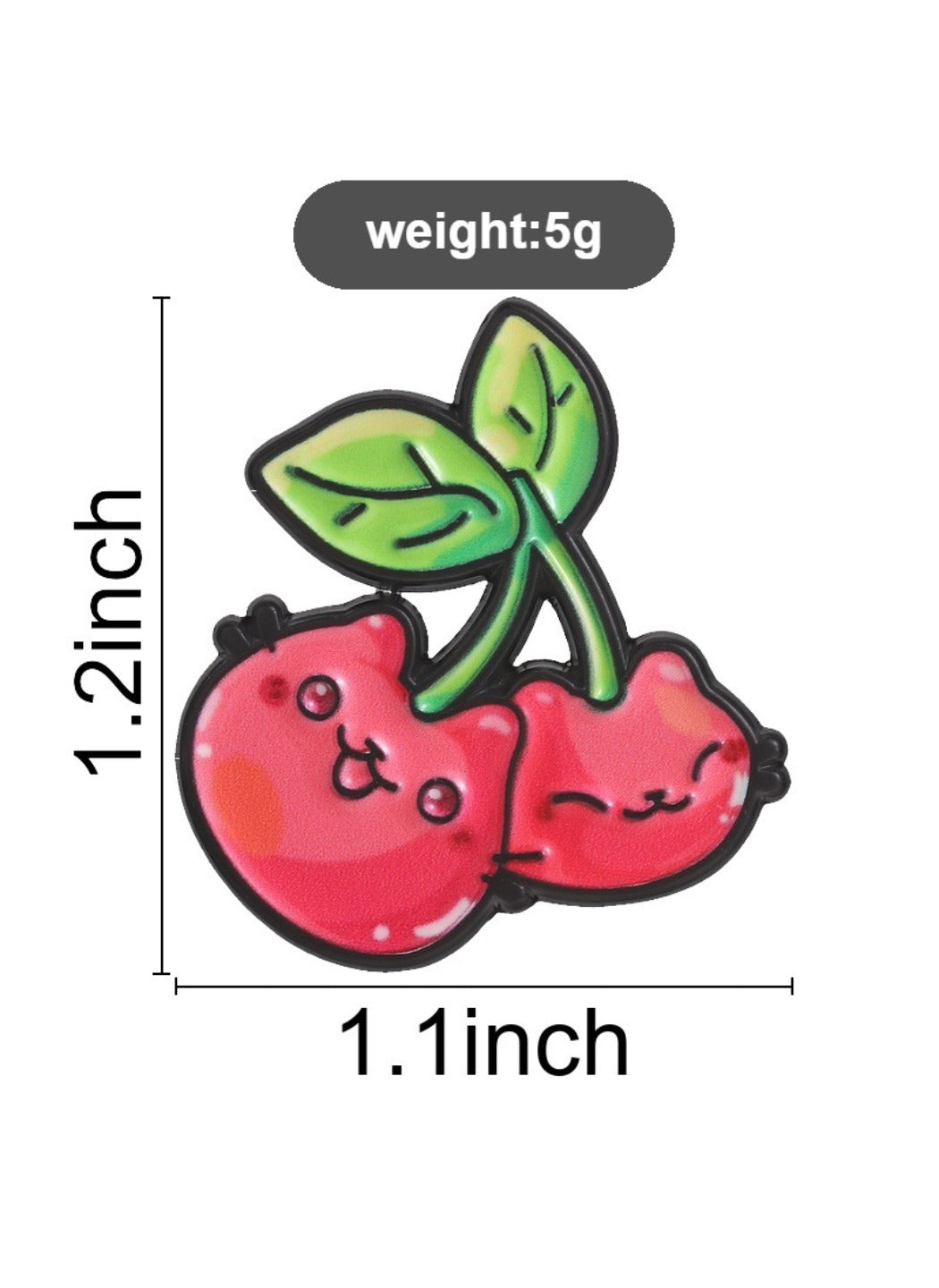 Pinori - Cute Cartoon Cherry Fruit & Kitten Pin Brooch Badge