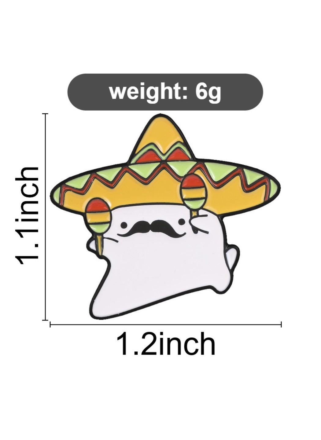 Pinori - Straw Hat Brooch Badge, Cute Cartoon Ghost Pin