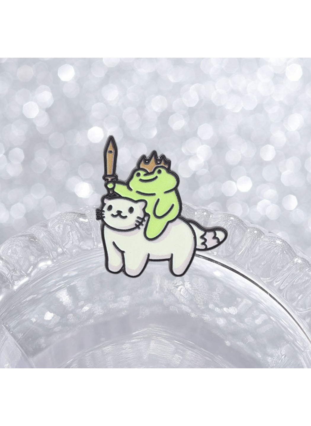 Pinori - Cute Cartoon Frog Knight Riding Cat Pin Brooch Badge