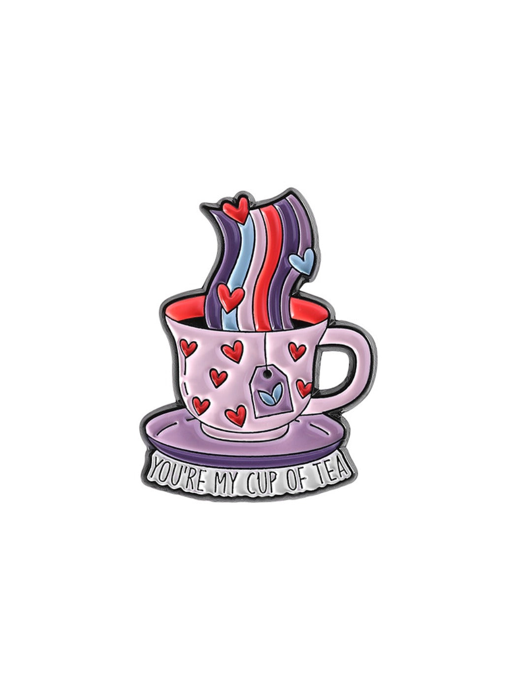 Pinori enamel pin next to a ruler to indicate size