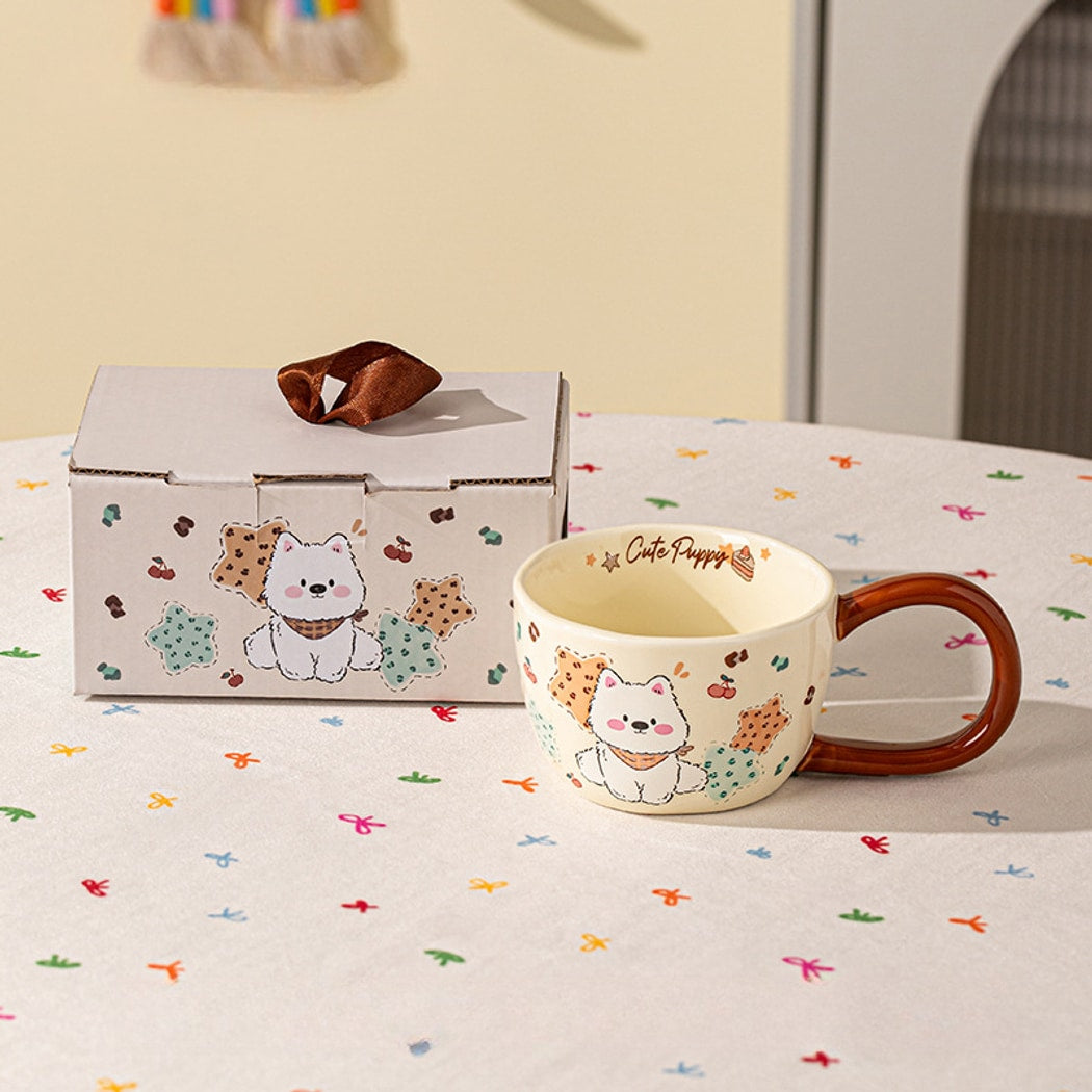 Mivora - Cute Cartoon Dog Round Handle Coffee Mug