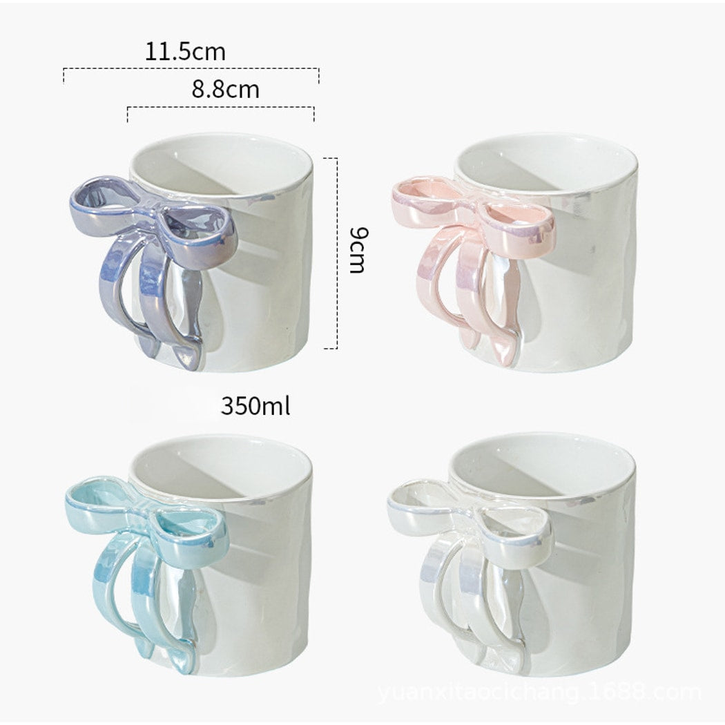 Mivora - Sweet Style Bow Design Handle Coffee Mug