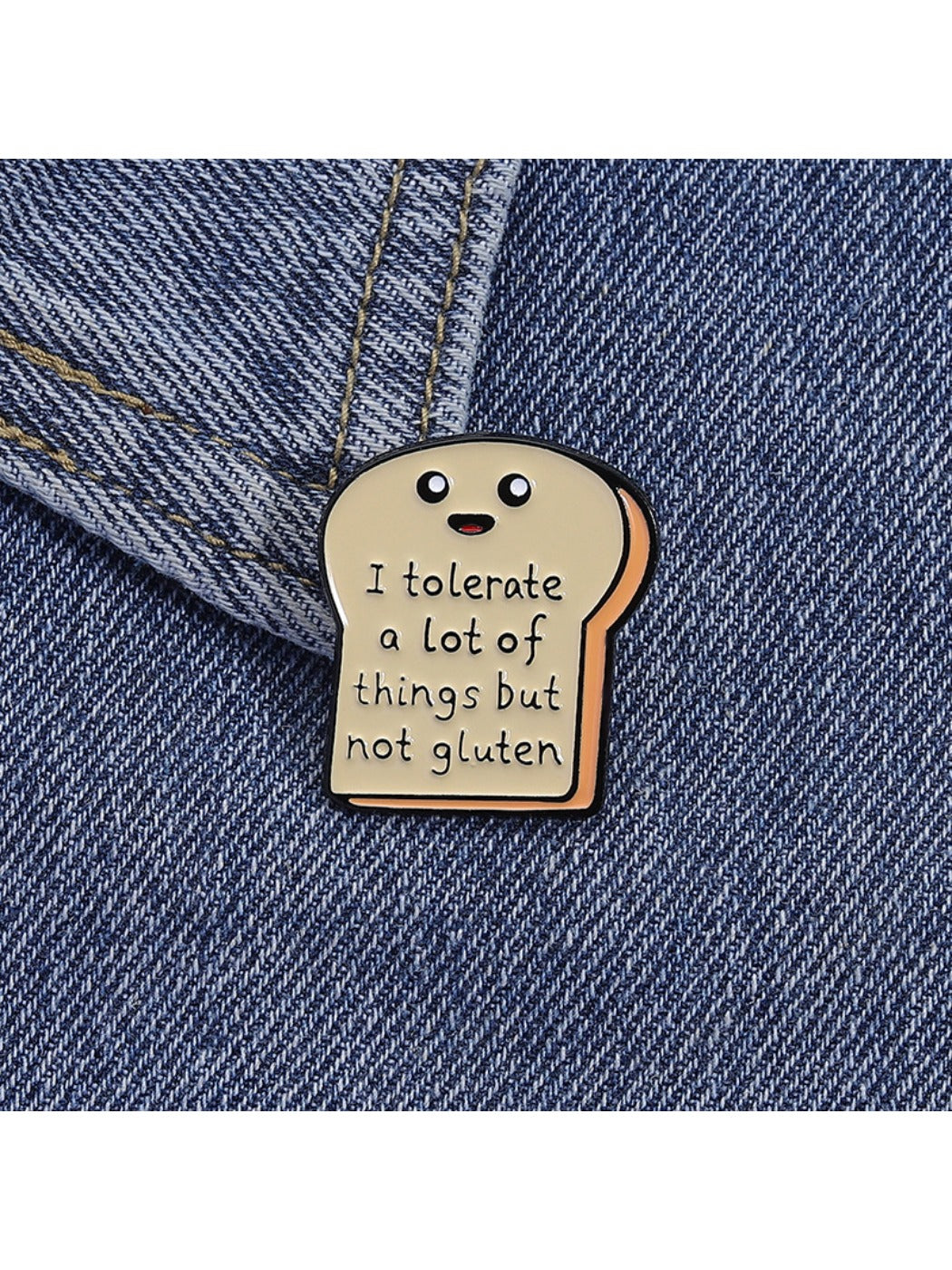 Pinori cute bread cartoon pin with shiny enamel finish