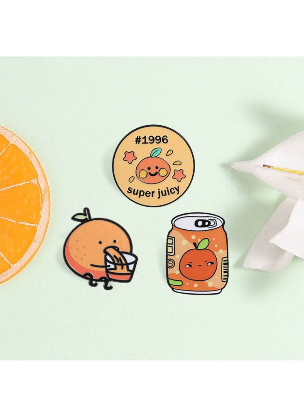 Pinori - Cute Cartoon Orange Juice Can Brooch Badge Pin