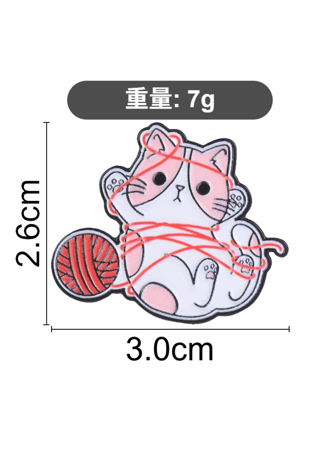 Pinori - Cute Cartoon White Kitten Tangled in Yarn Pin Brooch Badge