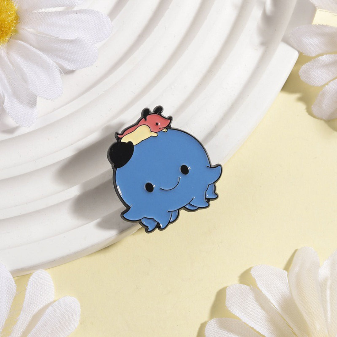 Pinori Tiny Friend Octopus Pin displayed on a light background highlighting its colors