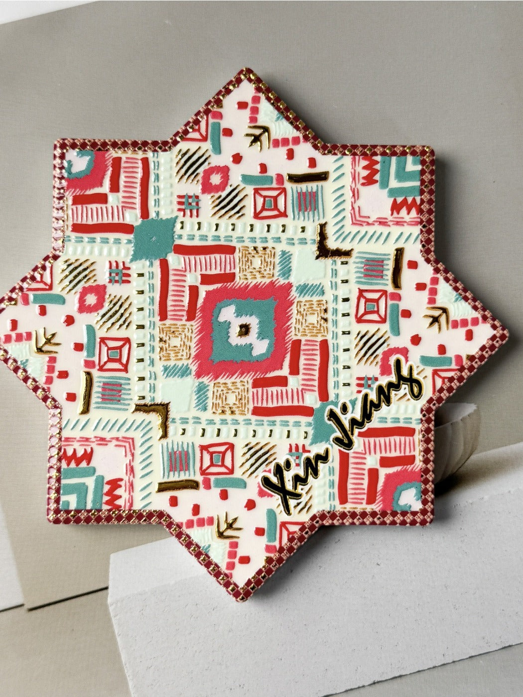 Thimara - Bohemian Aesthetic Octagonal Star  Ceramic Coaster