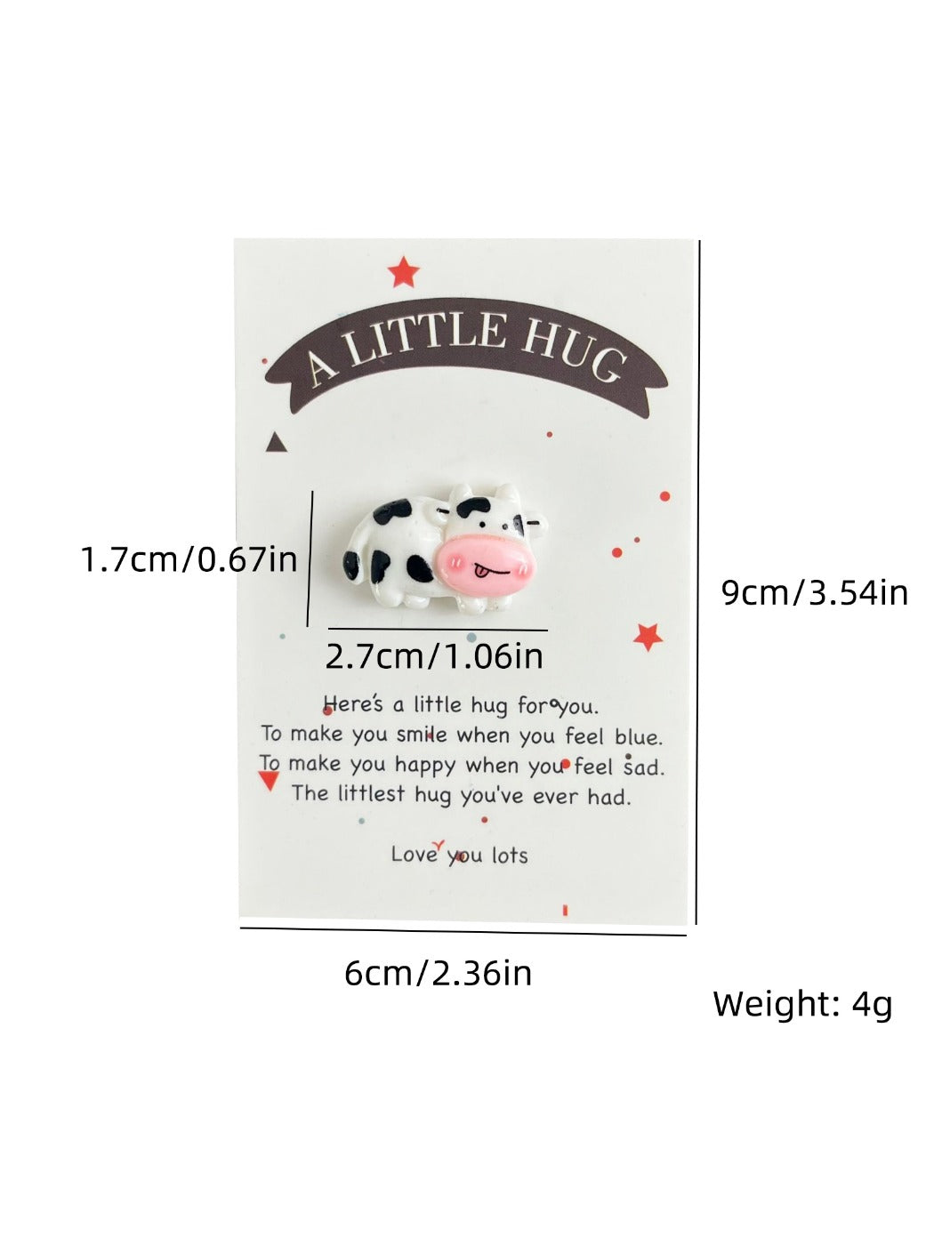 Taphug - Pocket Hug Cute Cow pocket hug card and keepsake token view 4