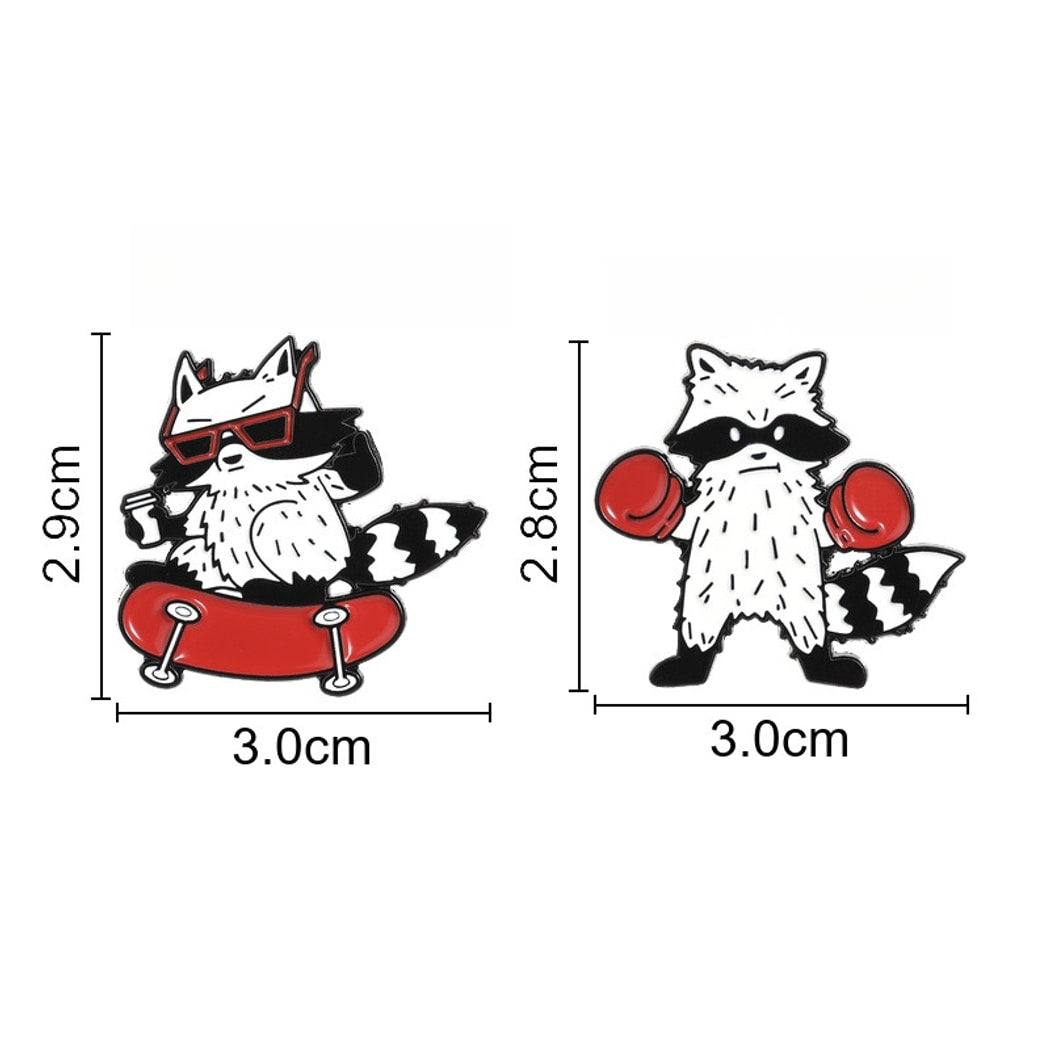 Pinori - Playful Animal Motif Raccoon Brooch Pin
