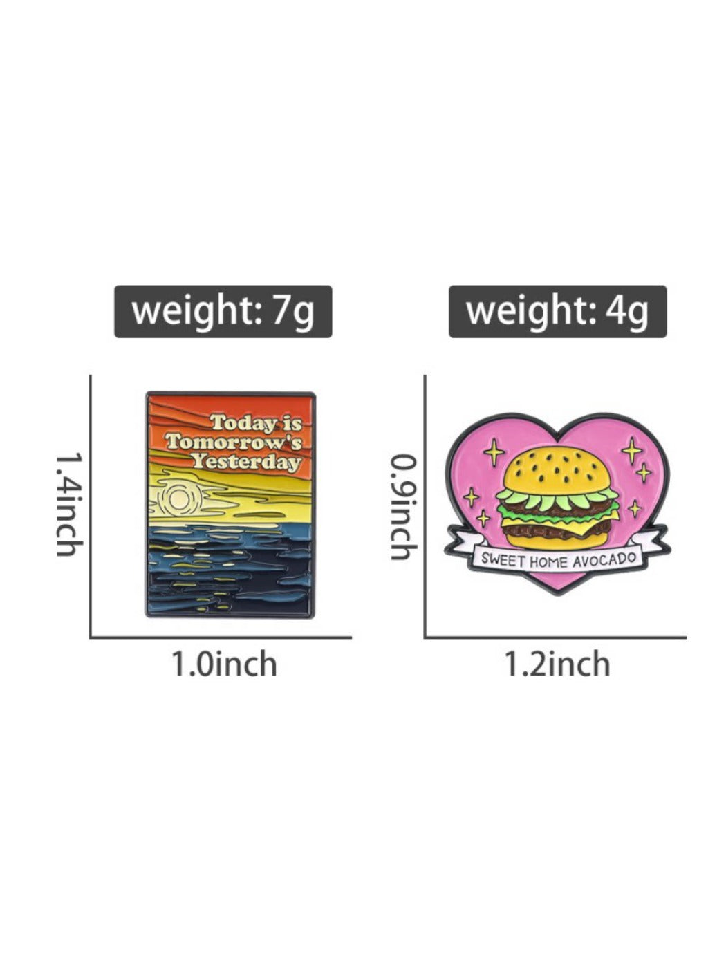Pinori hamburger lapel pin with vibrant colors and enamel finish