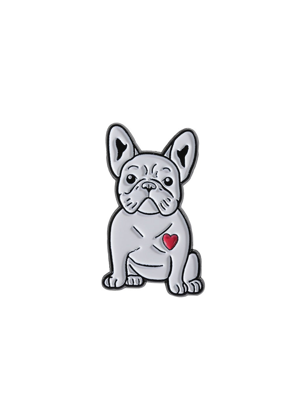 Pinori white pug dog brooch shown in a gift box with soft padding