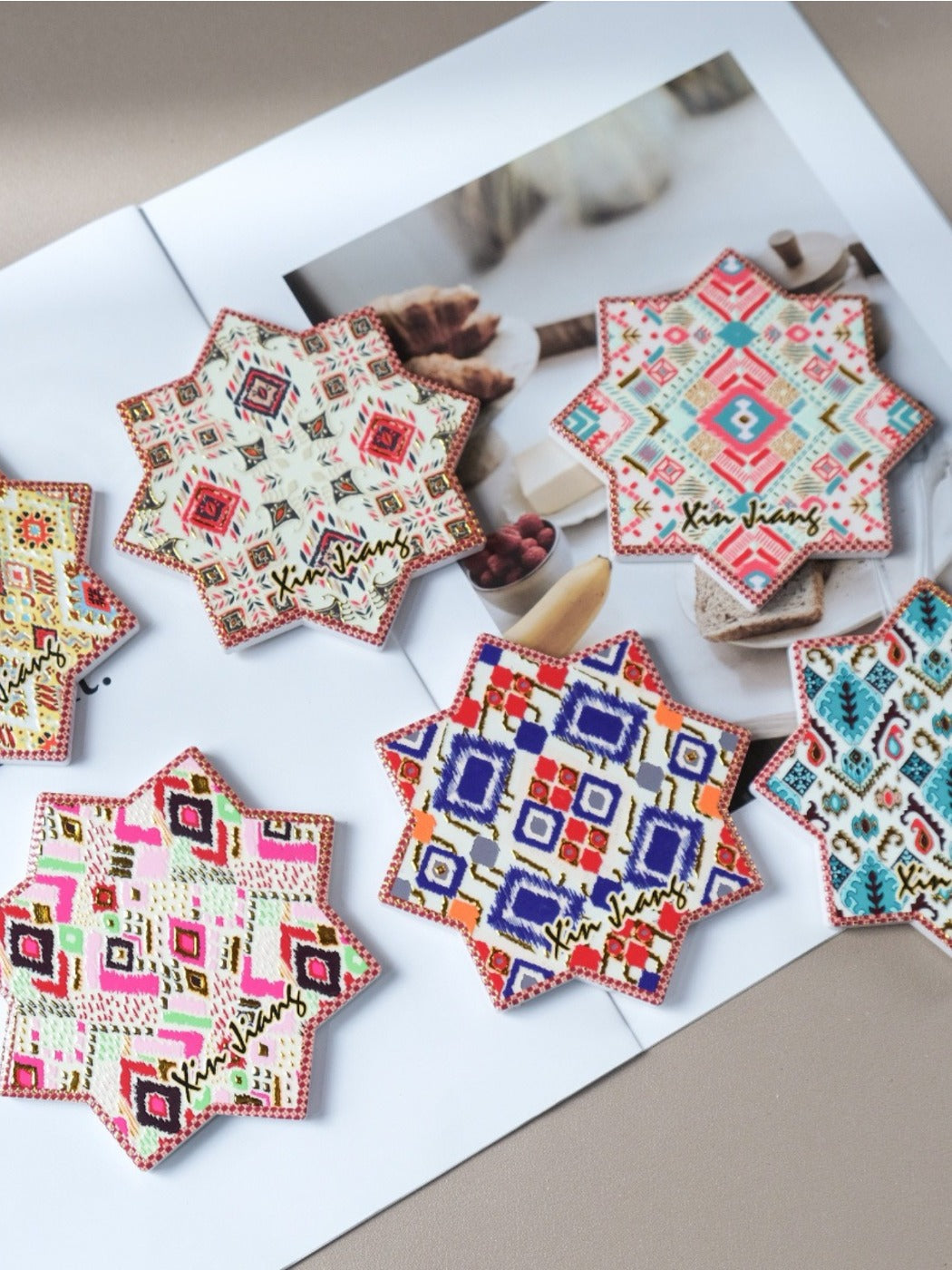 Thimara - Bohemian Aesthetic Octagonal Star  Ceramic Coaster