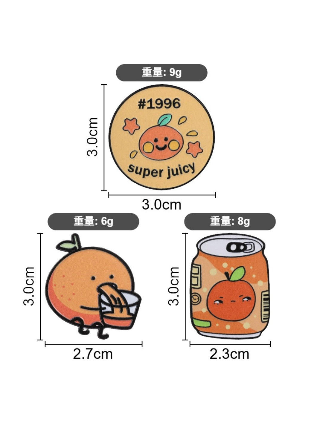 Pinori - Cute Cartoon Orange Juice Can Brooch Badge Pin
