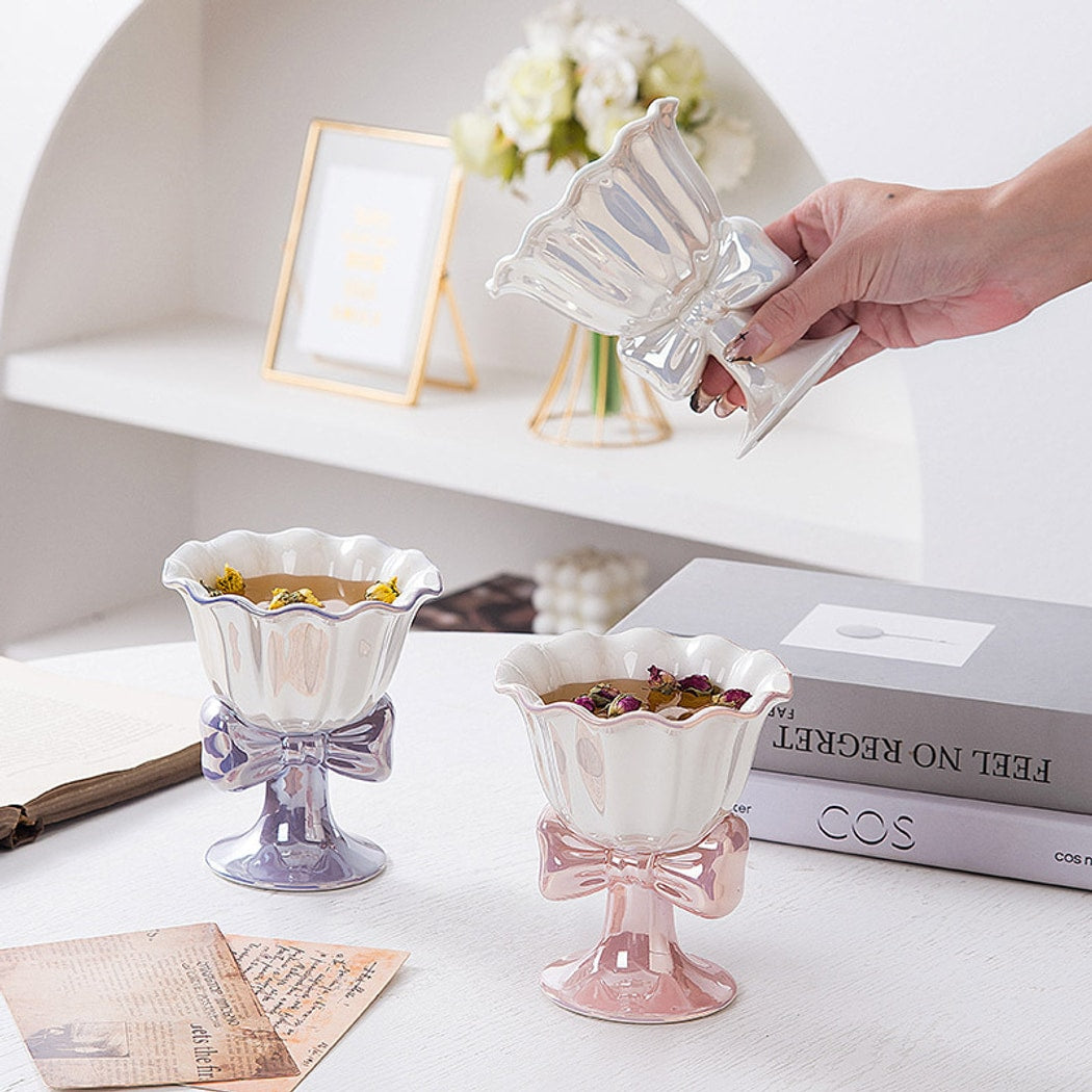 Mivora - Bow Accent Goblet Style Dessert Cup