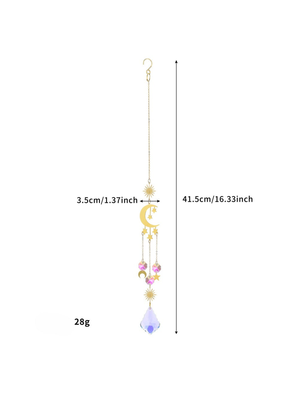 Somnia Star Moon Rainbow Sun Catcher with vibrant rainbow reflections on a surface