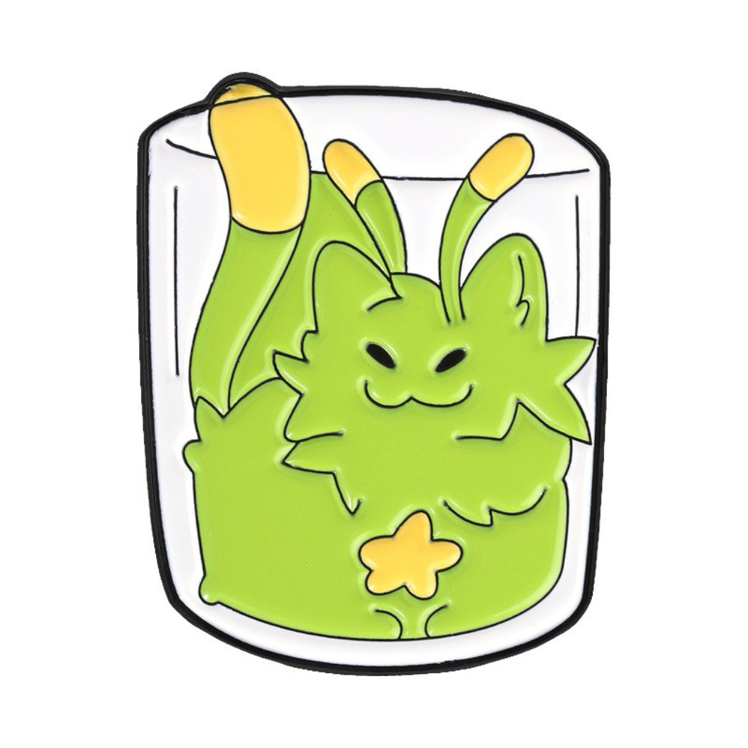 Pinori Green Cat Enamel Pin Set