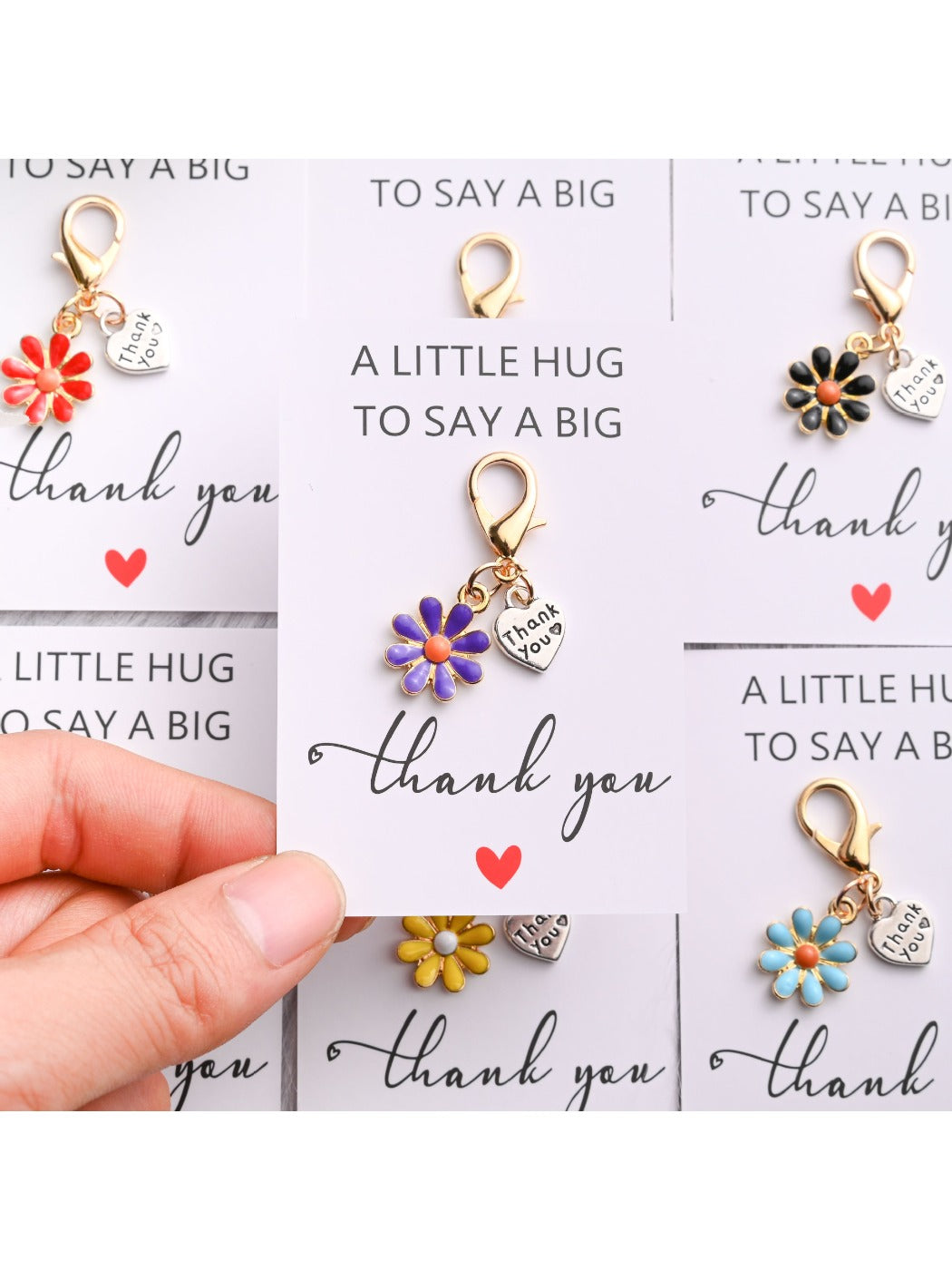 Taphug - Heart Flower Thank You Keychain