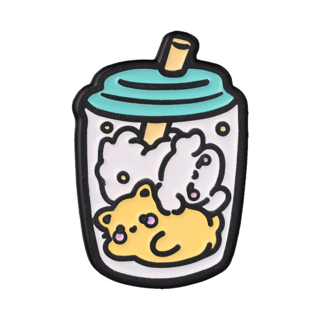 Pinori Cat Drink Cup Enamel Pin Set