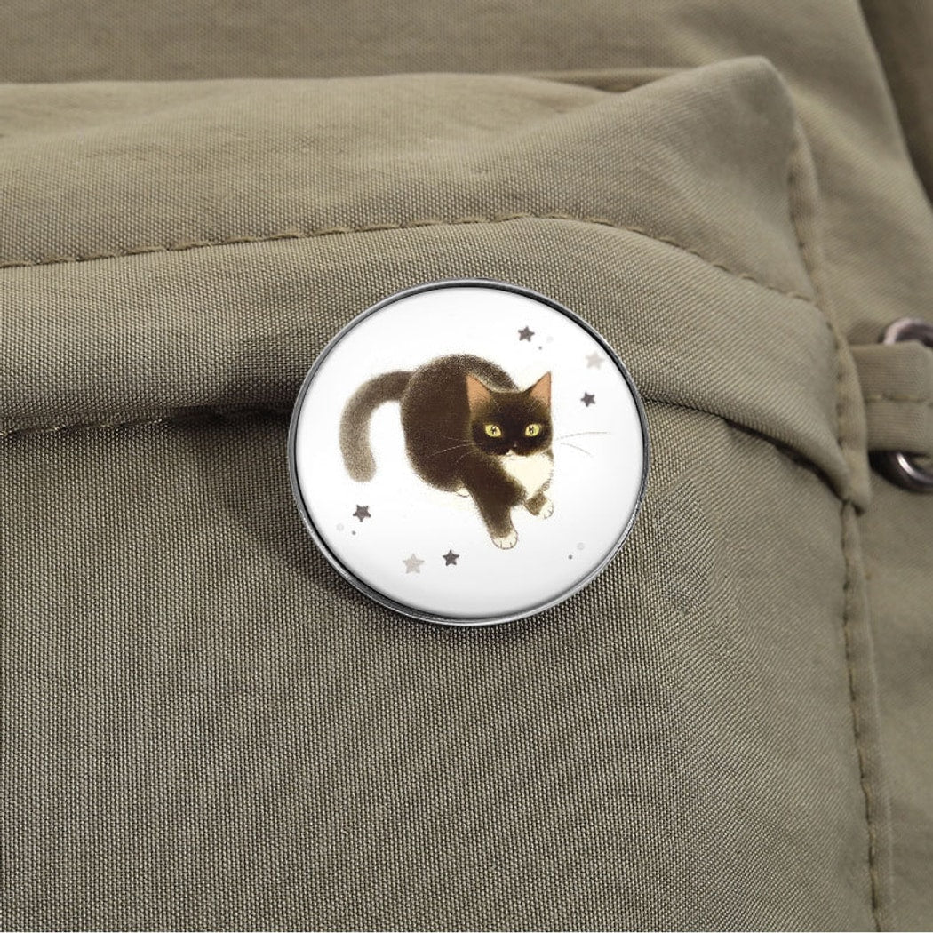 Pinori - Minimal Cat Illustration Round Pin