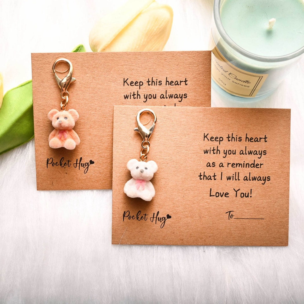Taphug - Cute Pocket Hug Bow Bear Charm Keychain