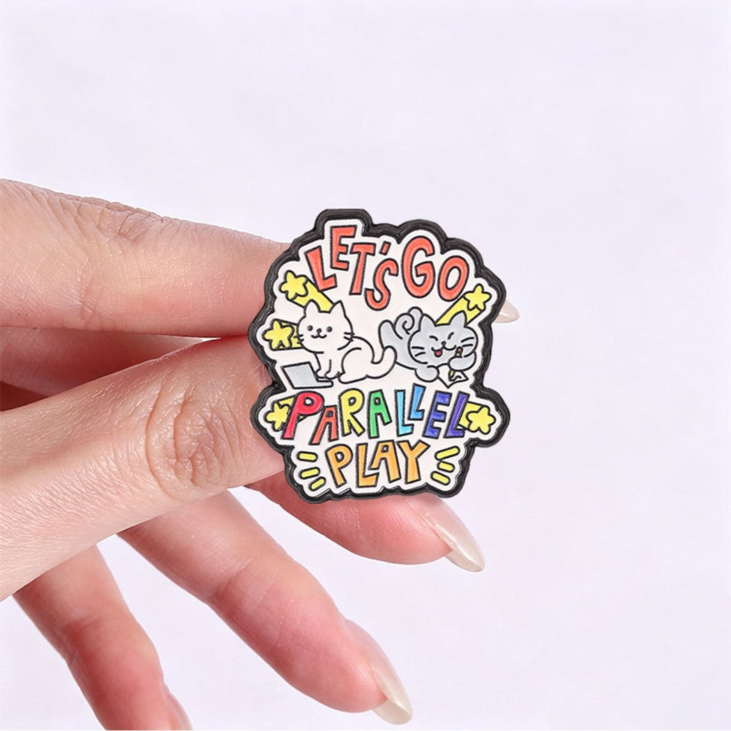 Pinori - Cute Cartoon Cat Lettering Decorative Pin