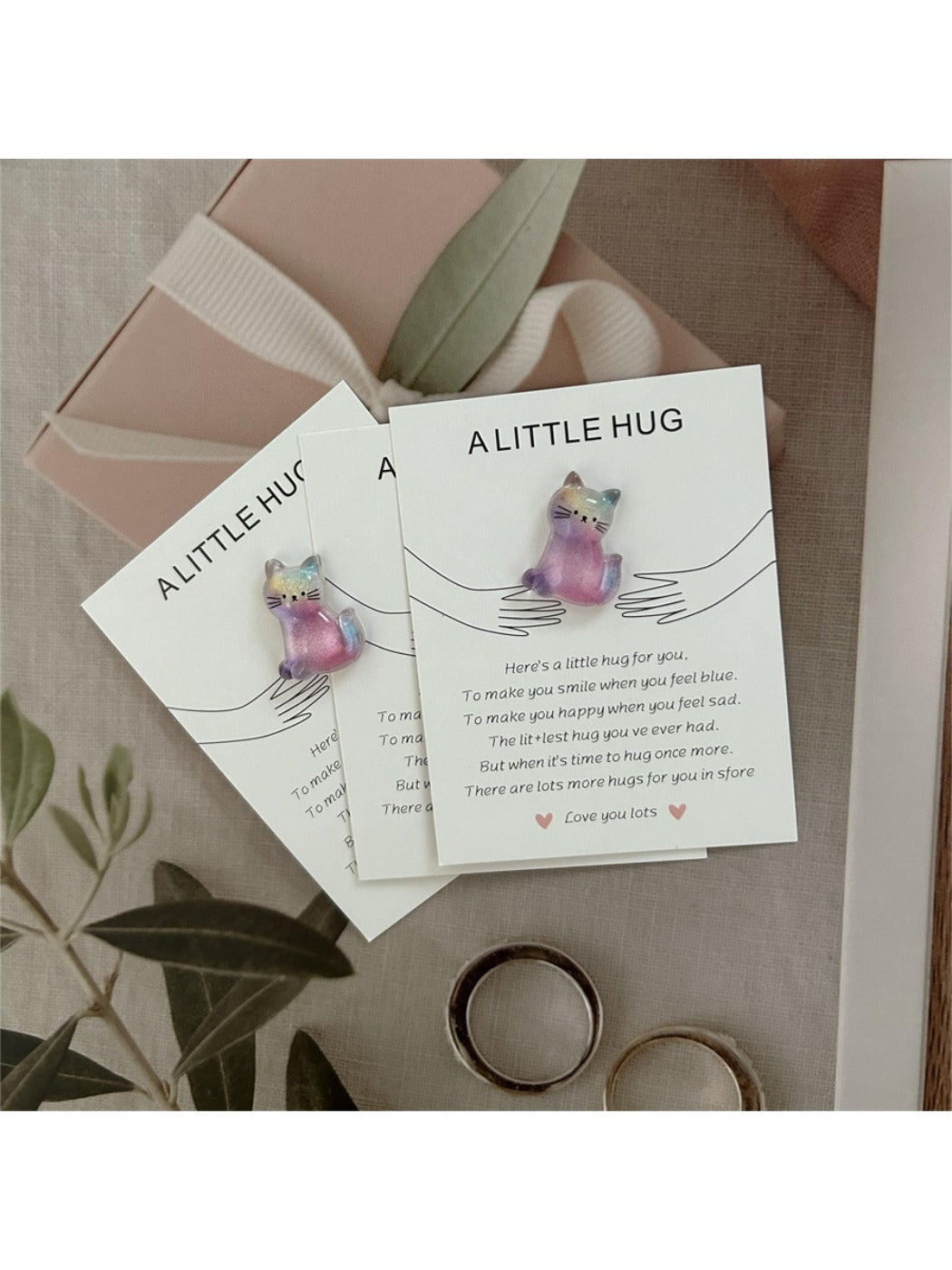 Taphug - Pocket Hug Colorful Cats pocket hug card and keepsake token view 3