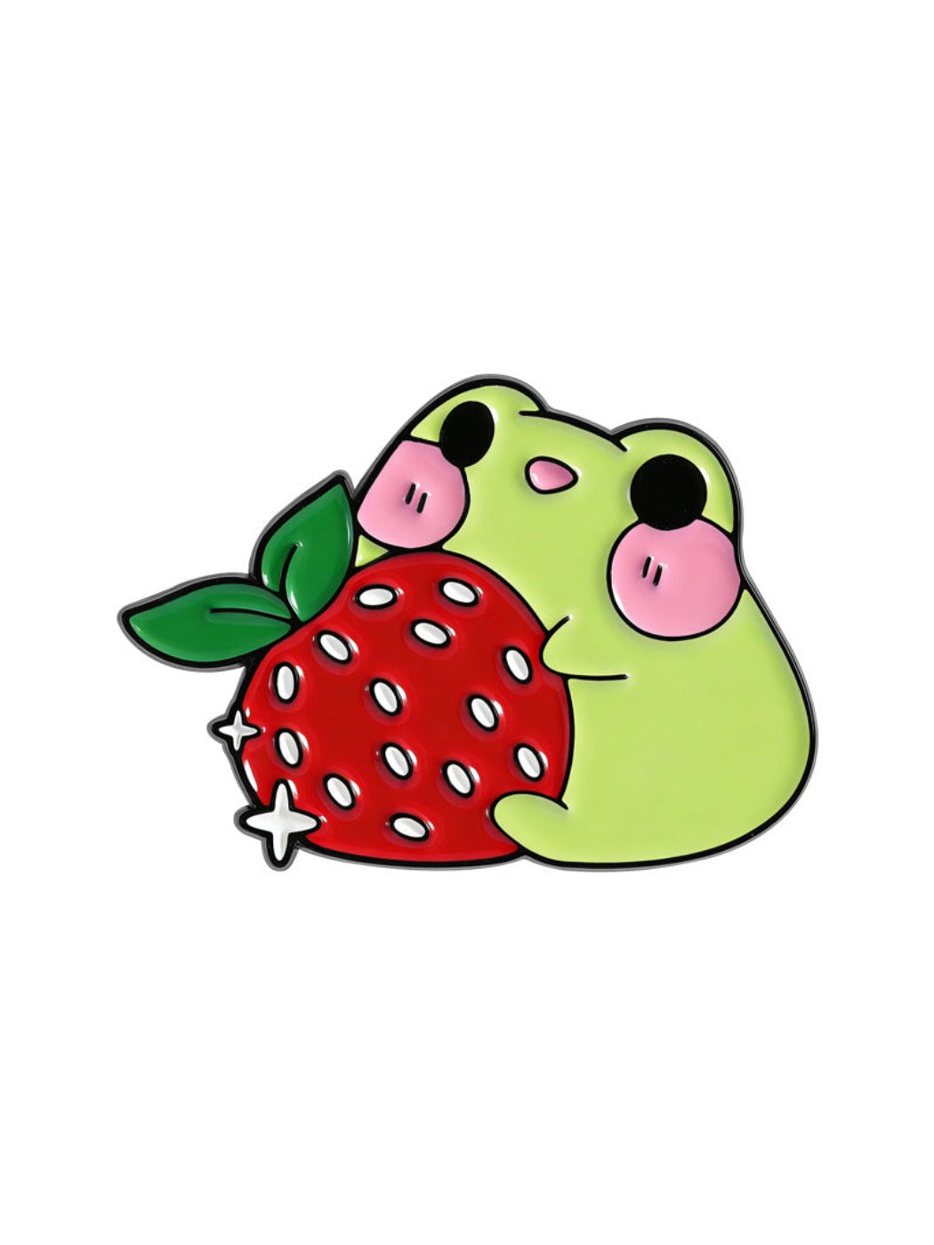 Pinori - Cute Strawberry Frog Brooch