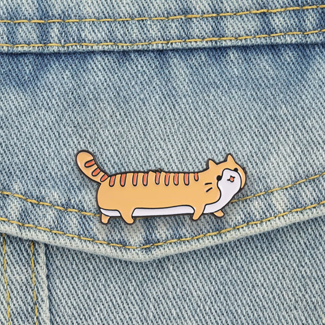 Pinori Long Orange Cat Enamel Pin