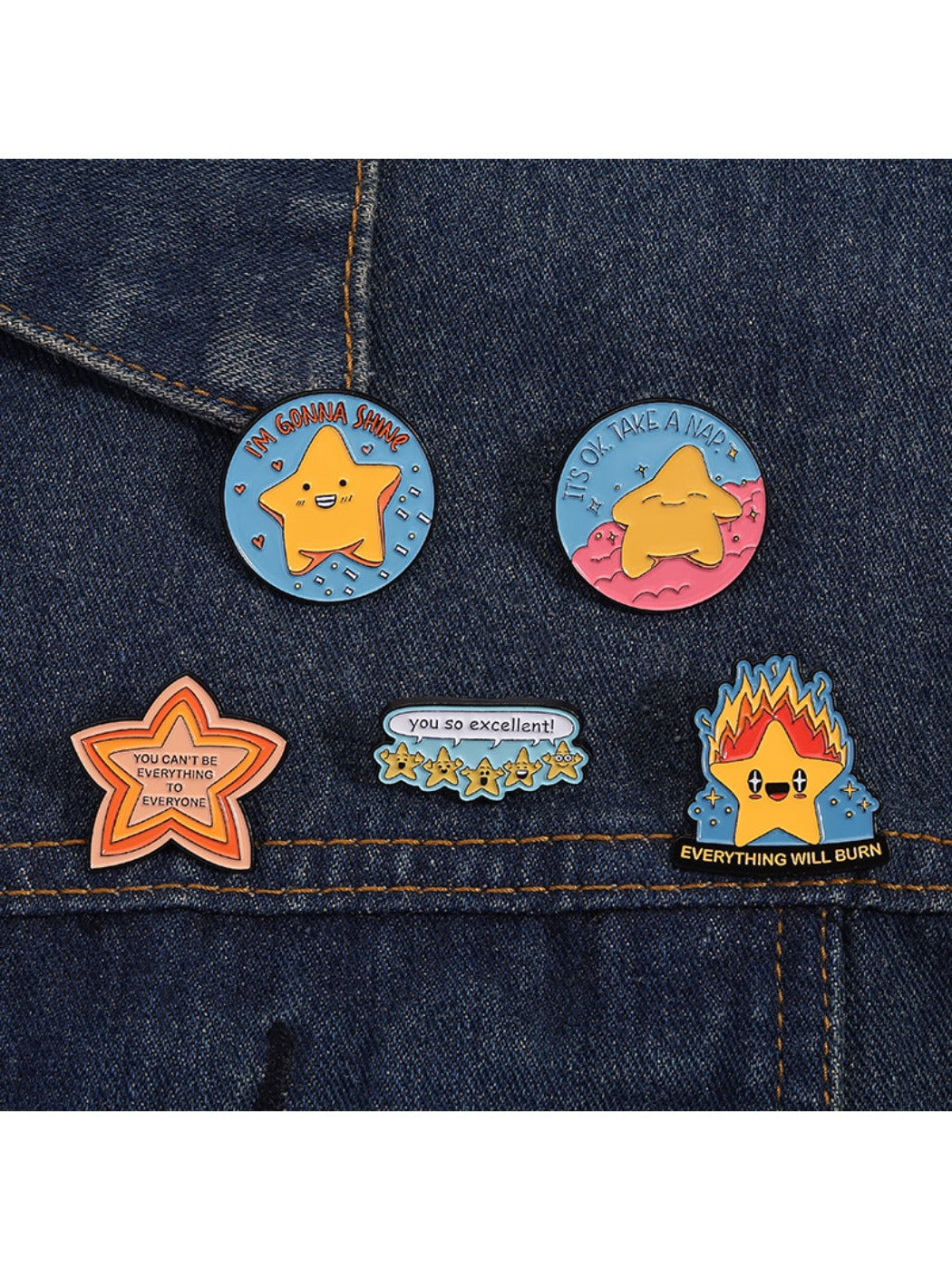 Side view of Pinori shining star pin highlighting metal edges