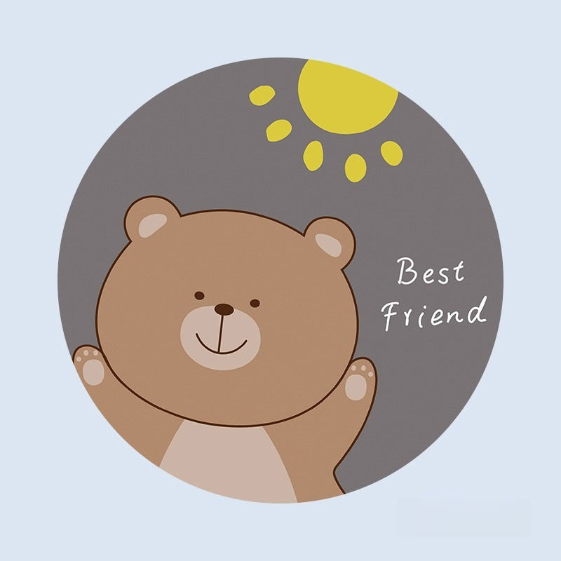 Close-up of Thimara cartoon bear hug silicone coaster showing bear face