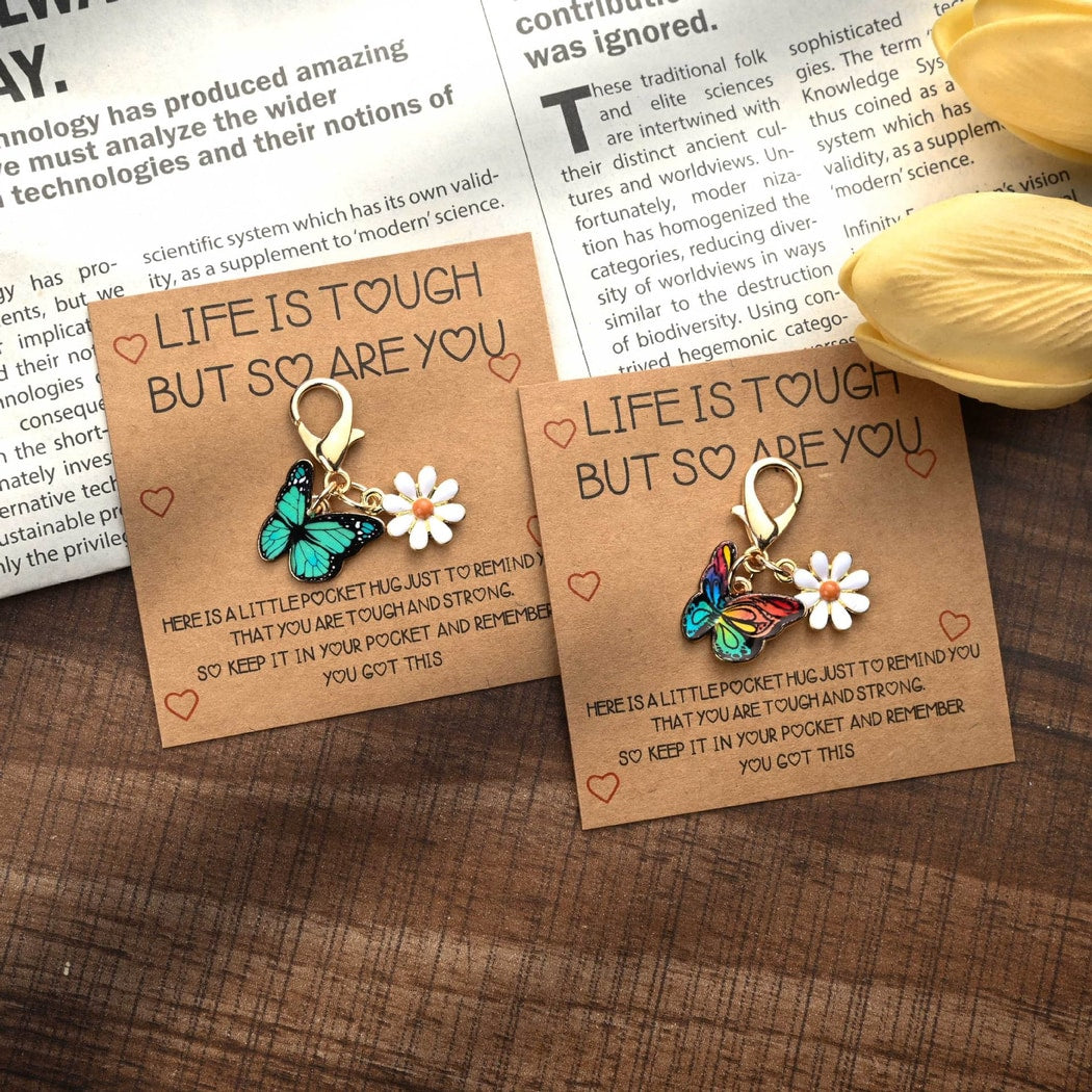Taphug - Pocket Hug Butterfly White Flower Keychain