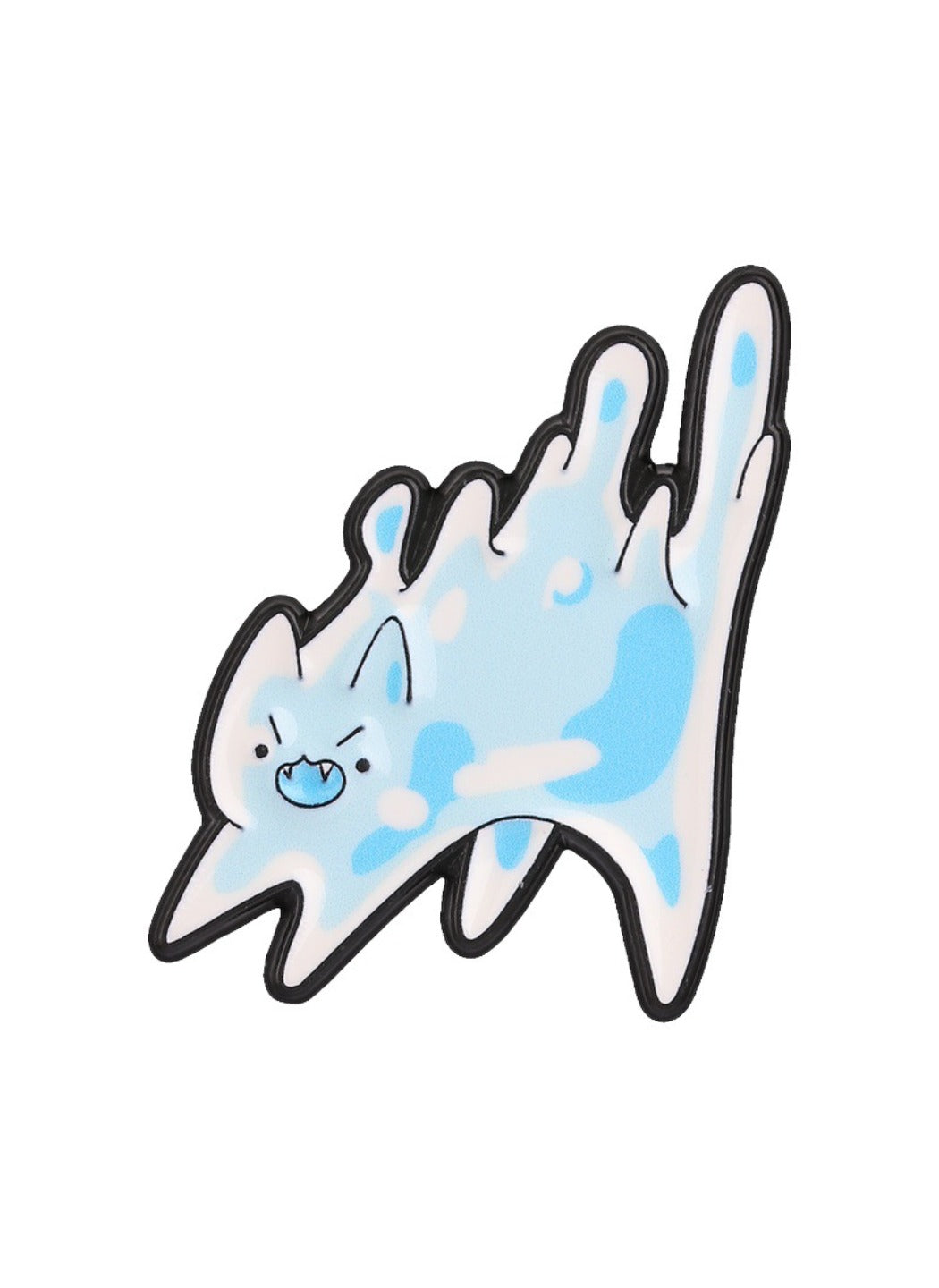 Pinori -  Cute Cartoon Funny Distorted Blue Kitten Pin Brooch Badge