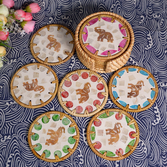 Thimara - Cute Elephant Pattern Round Coaster