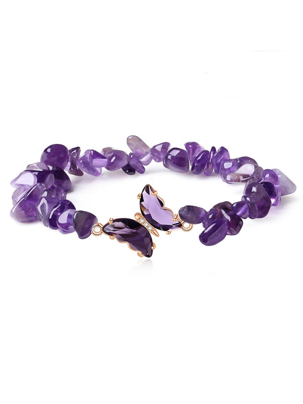 Emora - Fashion Purple Crushed Stone Butterfly Bracelet