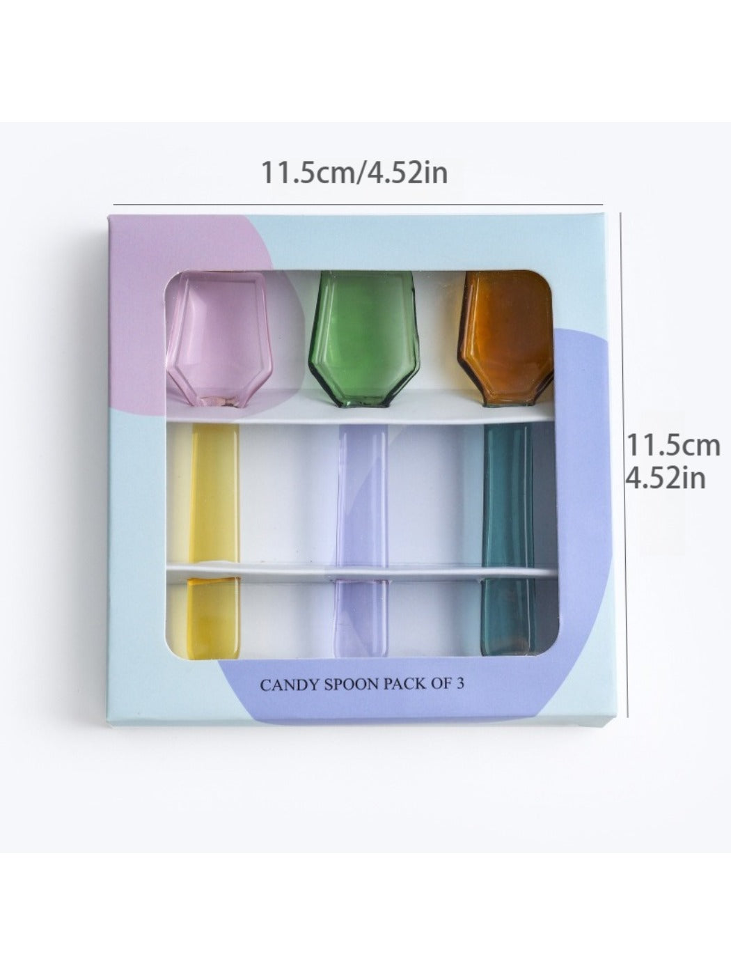 Top view of Thimara creative milk dessert colorful glass spoon showing full shape