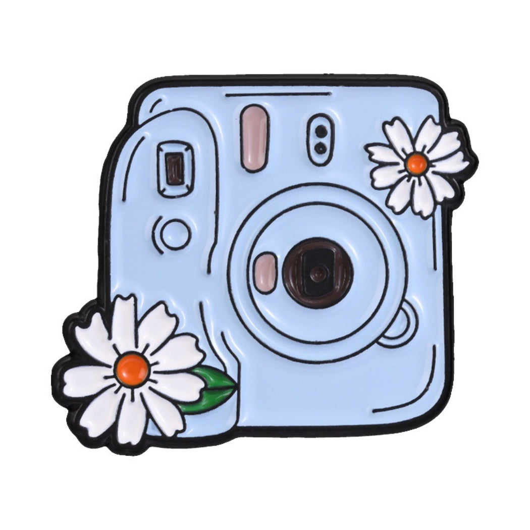 Pinori Flower Camera Enamel Pin Set