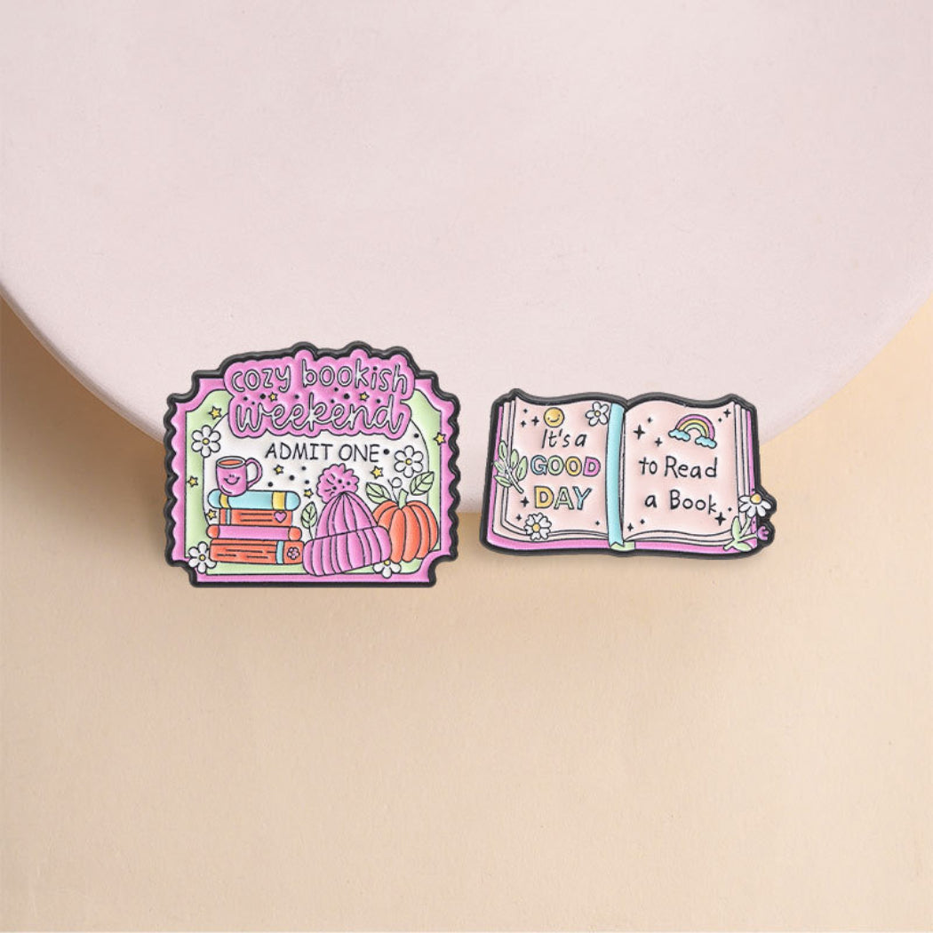 Pinori Cozy Book Lover Enamel Pin Set