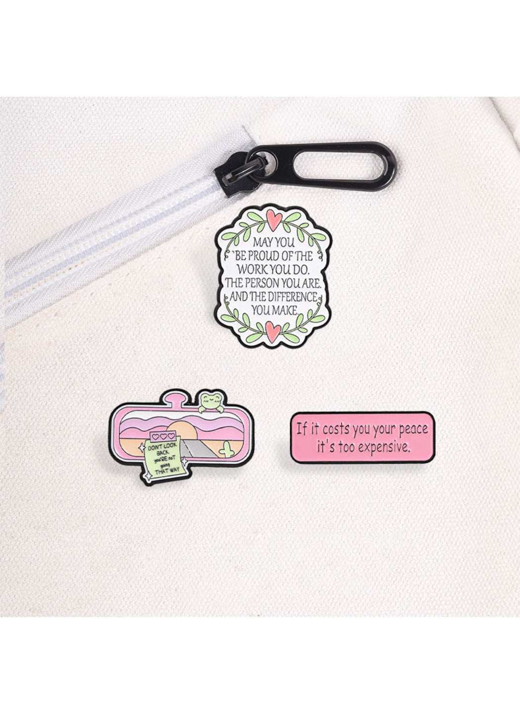 Pinori - Cute Cartoon Badge with Inspiring Words Pin Brooch Badge