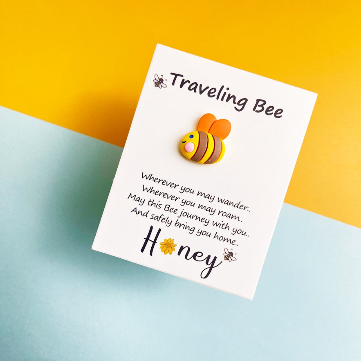 Taphug Pocket Hug Traveling Bee plush toy showing side profile