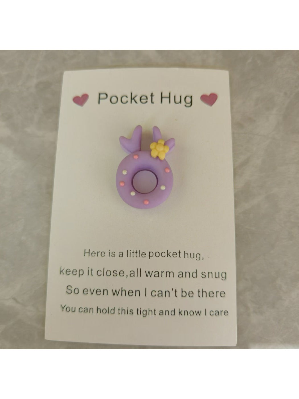 Taphug - Pocket Hug Donut Bear Rabbit Cat pocket hug card and keepsake token view 2
