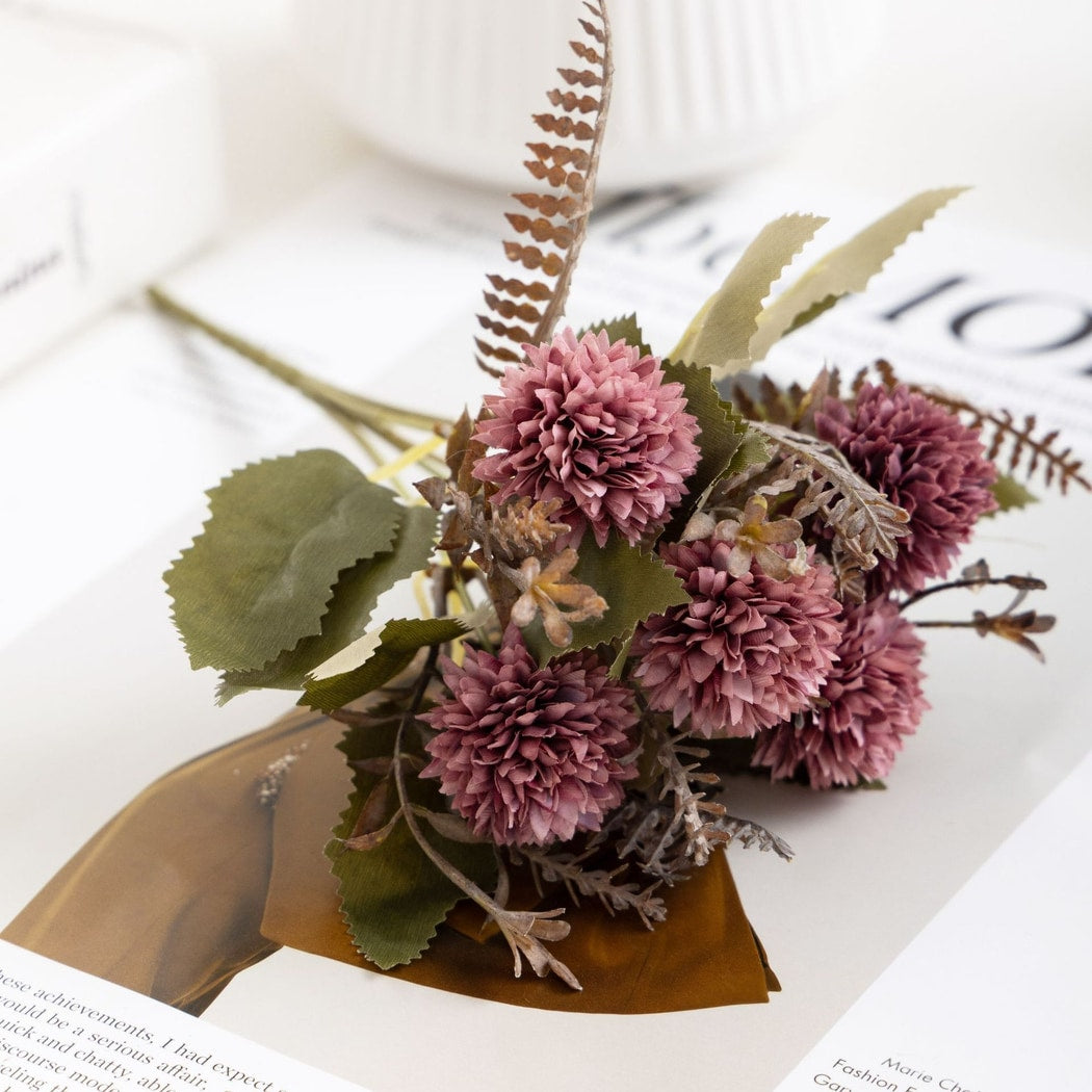 Roselle - Layered Artificial Ball Chrysanthemums Bouquet