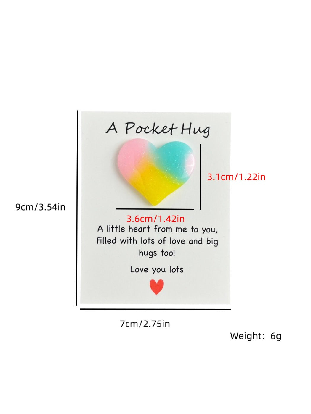 Taphug - Pocket Hug Tri Color Gradient Moon Star pocket hug card and keepsake token view 4