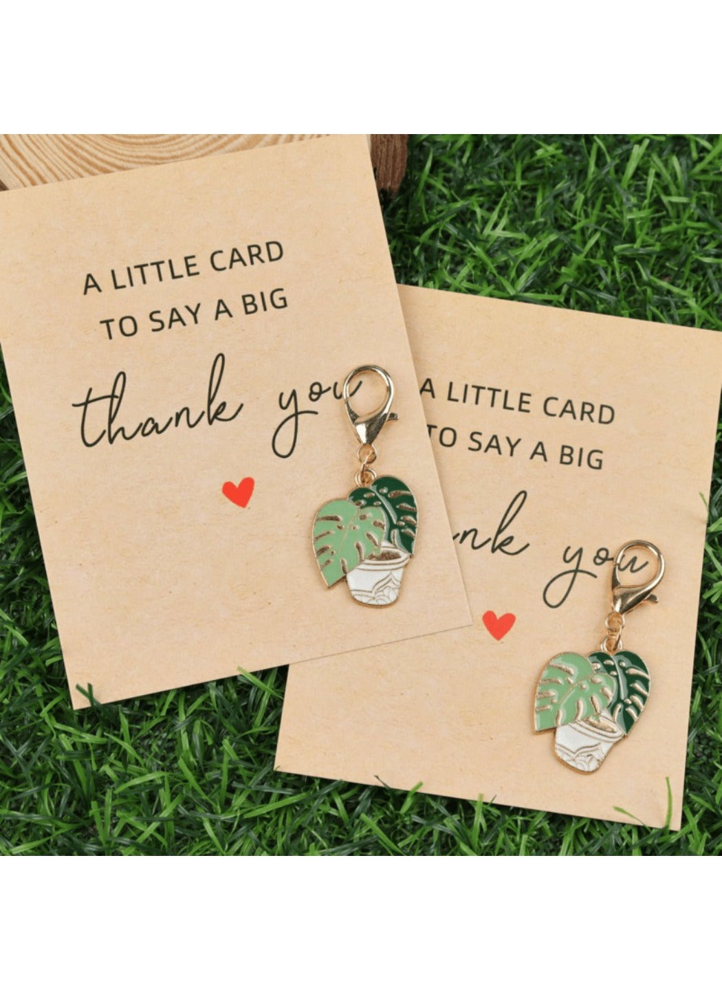Taphug  - Alloy Thank You Card Cute Plant Keychain Pocket Hug