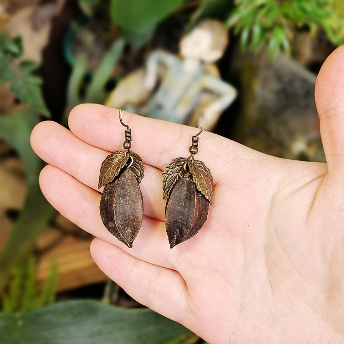 Handcrafted Vintage Natural Nut Earrings