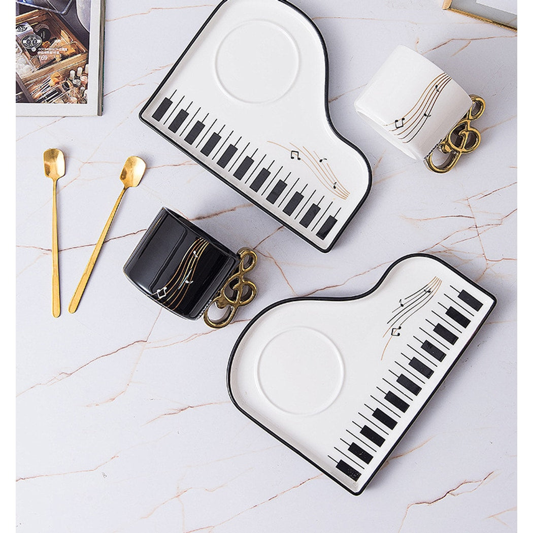 Mivora - Piano Theme Coffee Cup and Saucer Set
