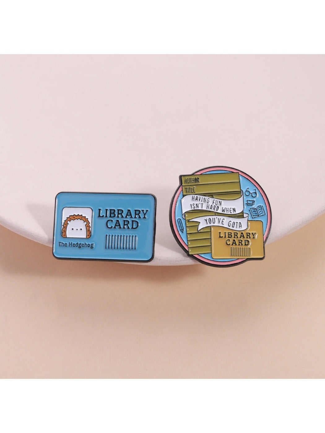 Pinori - Hedgehog Library Card Funny Brooch