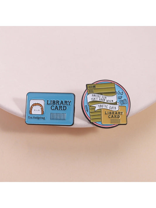 Pinori - Hedgehog Library Card Funny Brooch